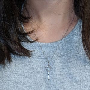 Blue Heart Key Necklace